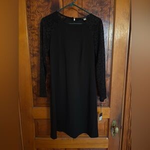 Elegant Black Lace Sleeve Dress, Tommy Hilfiger, size 8 NWT
